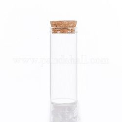Mini contenants de perles de bouteille en verre à haute teneur en borosilicate, souhaitant bouteille, avec bouchon en liège, colonne, clair, 8x3 cm, capacité: 40 ml (1.35 oz liq.)