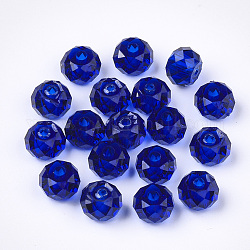 Des perles de résine transparentes, facette, rondelle, bleu, 7.5~8x5~5.5mm, Trou: 1.5mm