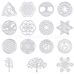 OLYCRAFT 15pcs Energy Rune Stickers Geometry Orgone Pyramid Sticker Self Adhesive Silver Brass Stickers Energy Tower Material for Scrapbooks DIY Resin Crafts Phone & Water Bottle Decoration