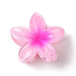 Plastique de pinces à cheveux griffes, avec les accessoires en fer, pour femme filles, fleur, perle rose, 74x79x45mm