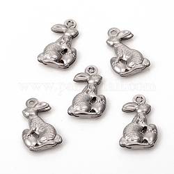 Easter 304 Stainless Steel Pendants, Easter Bunny & Eggs, Stainless Steel Color, 17.5x11x3mm, Hole: 1.2mm