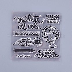 シリコーン切手  DIYスクラップブッキング用  装飾的なフォトアルバム  カード作り  地球儀付き四角形  透明  10x10x0.3cm