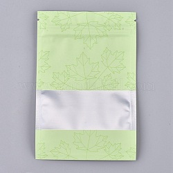 プラスチックジップロックバッグ  再封可能なアルミホイルポーチ  食品保存袋  長方形  メープルの葉の模様  淡緑色  15.1x10.1cm  片側の厚さ：3.9ミル（0.1mm）