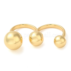 Anillos dobles de latón, anillos abiertos, redondo, real 18k chapado en oro, 3mm, diámetro interior: 16.3 mm y 17 mm