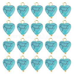 arricraft 50 Pcs Heart Shape Stone Pendants, Synthetic Turquoise Gemstone Pendants Rock Charms Love Stone Charm Bulk For Diy Jewelry Necklace Keychains Earrings Crafts Supplies