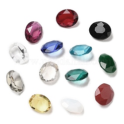 Cabujones de cristal con rhinestone, facetados, oval, color mezclado, 10x8x4~4.5mm