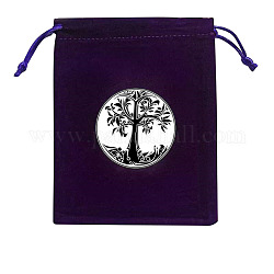 Buste rettangolari per gioielli in velluto, borse con coulisse stampate albero della vita, salmone, 15x12cm