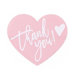 Мелованная бумага поздравительная открытка с благодарностью, сердце со словом спасибо узор, на день благодарения, розовые, 60x70x0.1 мм, 30 шт / пакет