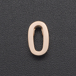 201 Stainless Steel Charms, for Simple Necklaces Making, Laser Cut, Letter, Rose Gold, Letter.O, 8.5x5x3mm, Hole: 1.8mm