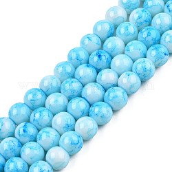 Лакированные стеклянные бусины , круглые, Небесно-голубой, 8 мм, отверстие : 1.3 мм, около 100 шт / нитка, 31.4 дюйм