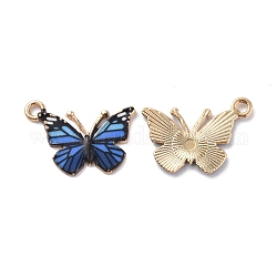 Pendenti dello smalto della lega oro chiaro, cadmio & nichel &piombo libero, fascino farfalla, dodger blu, 15.6x21.7x1.6mm, Foro: 2 mm