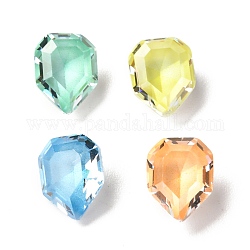 Cubic Zirconia Pointed Back Cabochons, Faceted, Shield Shape, Mixed Color, 9x7x4.5mm