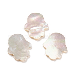 Cabochoni naturali di shell marini, mano hamsa, bianco, 10x8.5x1mm