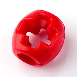 Perles acryliques opaques, ovale avec croix, rouge, 14x14x10mm, Trou: 5.5mm, environ 625 pcs/500 g