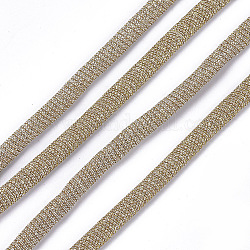 Cordones de brillo, nylon cubierto con cordones de cuero de pu, vara de oro pálido, 5.5~6x3mm, alrededor de 54.68 yarda (50 m) / paquete