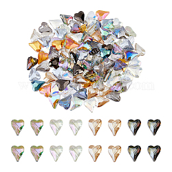 Superfindings 120 pièces 12 couleurs galvanoplastie brins de perles de verre transparent, de couleur plaquée ab , facette, cœur, couleur mixte, 12x10x5mm, Trou: 1mm, 10 pcs / couleur