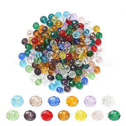 200pcs perles de verre transparentes rondelles facettées, couleur mixte, 6x4mm, Trou: 1mm