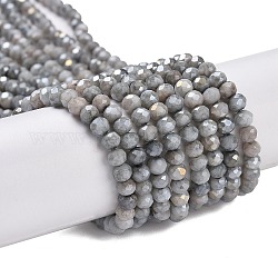 Brins de perles de verre plaquées à facettes, de couleur plaquée ab , rondelle, grises , 4x3mm, Trou: 0.9mm, Environ 112 pcs/chapelet, 16.14'' (41 cm)