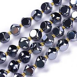 Brins de perles de pierre terahertz, avec des perles de rocaille, dés célestes à six faces, 10~10.5x10~10.5mm, Trou: 1mm, Environ 32~35 pcs/chapelet, 15.55~15.74 pouce (39.5~40 cm)