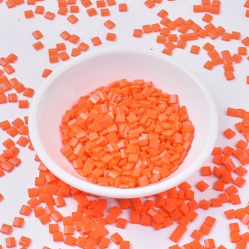 Miyuki Tila Perlen, japanische Saatperlen, 2-Loch, (tl406) undurchsichtiges Orange, 5x5x1.9 mm, Bohrung: 0.8 mm, ca. 118 Stk. / 10 g