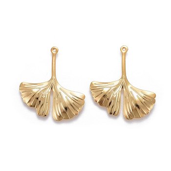 201 Edelstahl Anhänger, Ginkgo-Blatt, golden, 29x25.5x1.9 mm, Bohrung: 0.8 mm