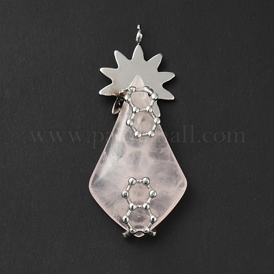 Природного розового кварца подвески G-G870-07P-1