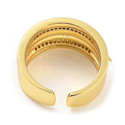 Открытое кольцо-манжета из латуни с микропаве из кубического циркония RJEW-C033-14G-1