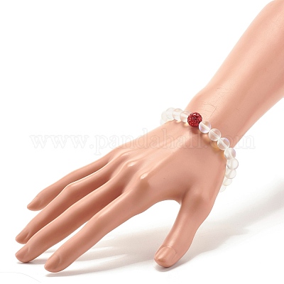 Браслет из синтетического лунного камня с круглыми бусинами BJEW-JB07482-1