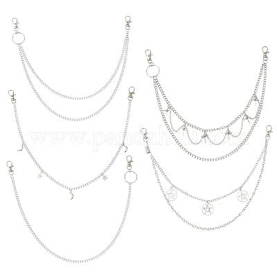 5 шт. 5 комплекта цепочек из цинкового сплава в стиле панк-луны AJEW-CJ0001-63-1