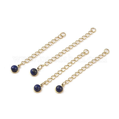 Ионное покрытие (ip) 316 хирургическая нержавеющая сталь удлинитель цепи панциря с натуральным лазуритом круглый шарм STAS-A097-01G-07-1