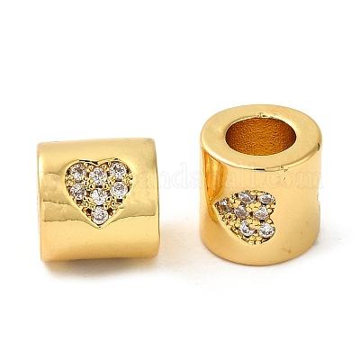 Реечное покрытие латунь микро паве кубический цирконий европейские бусины KK-K377-07G-1