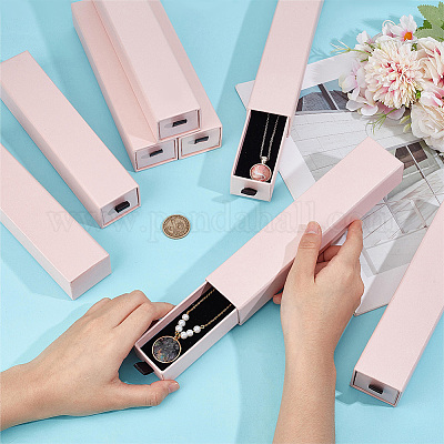 Прямоугольный бумажный ящик для хранения ожерелий подарок кейс CON-WH0095-128A-1