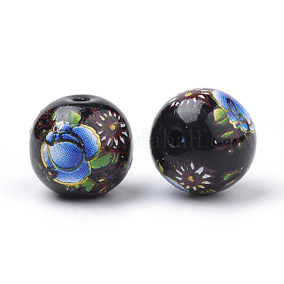 Печатные стеклянные бусины GFB-Q001-10mm-C03-1