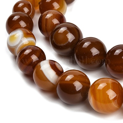 Нити из натуральных полосчатых бусин агата G-P589-A01-01B-1