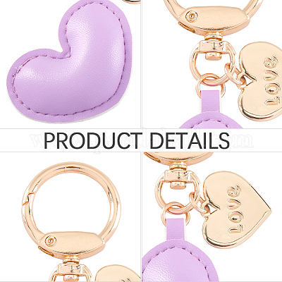 1шт брелок в форме сердца из искусственной кожи KEYC-CL0001-14B-1