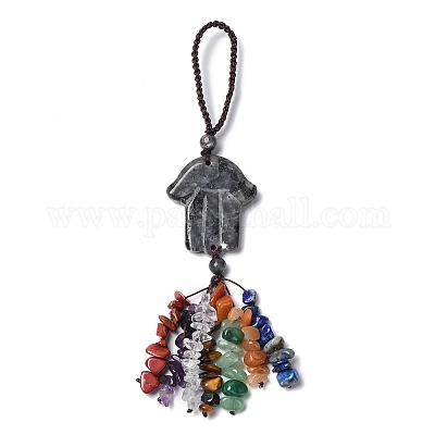 Хамса рука/рука Мириам подвеска из натурального лабрадорита украшения HJEW-R127-02F-1