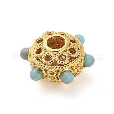 Окрашенные синтетические бирюзовые бусины KK-B158-04G-03-1