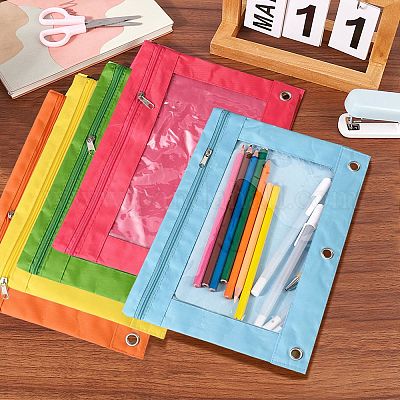 5 шт. двухцветная ткань Оксфорд с футлярами для ручек из сплава для папки-регистратора на 5 кольцах AJEW-CP0007-99B-1