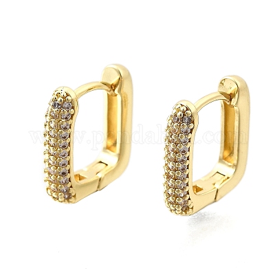 Латунные серьги-кольца из прозрачного кубического циркония EJEW-Z121-10G-1