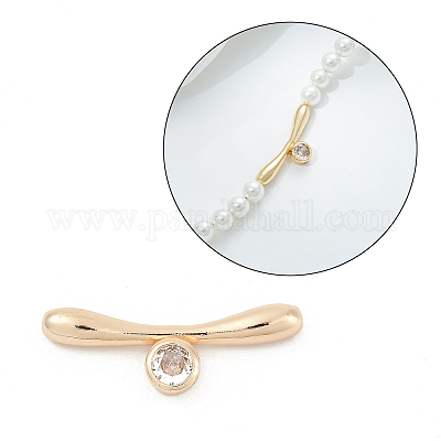 Латунные микропаве прозрачные кубические цирконии застежки-тогглы детали KK-U051-05G-1