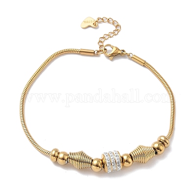 Стразы из полимерной глины в европейском стиле и браслеты из 201 бусины из нержавеющей стали BJEW-G765-02G-1