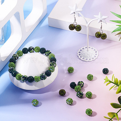 100 шт. 5 вида бусин из полимерной глины со стразами RB-TA0001-24-1