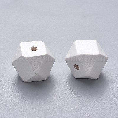 Perles de bois naturel peintes&nbsp;WOOD-Q040-020B-B03-1