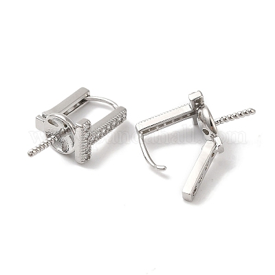 Латунные микро-паве прозрачные серьги-гвоздики из циркония KK-U013-06P-1