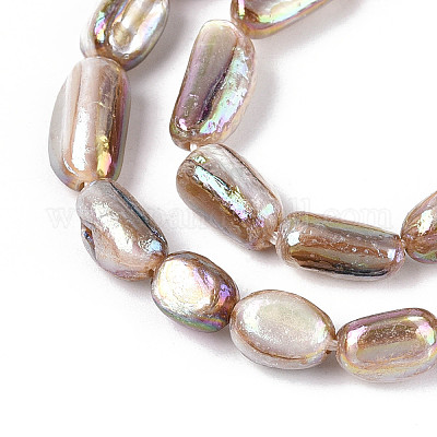 Нити бусин из натуральных пресноводных раковин с гальваническим покрытием SHEL-T020-33-1