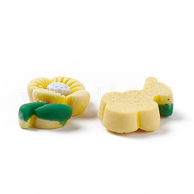 Кабошоны из непрозрачной смолы в форме цветка RESI-G041-D02-1