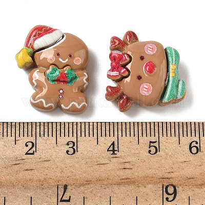 Кабошоны из непрозрачной смолы с рождественской тематикой в виде яблок RESI-B037-07-1