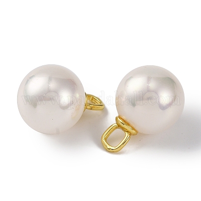 Подвески из латуни и ракушек с шариками в виде жемчужин KK-B103-03A-G-1