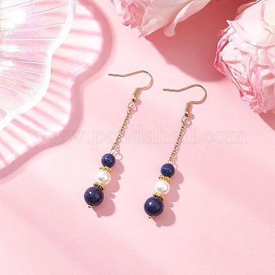 Оболочки жемчужные болтающийся серьги EJEW-JE06497-03-1