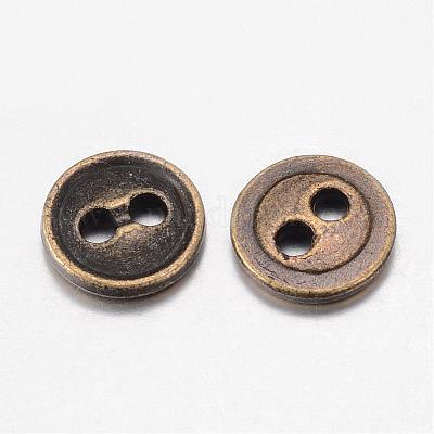 合金ボタン 2穴 フラットラウンド アンティークブロンズ 18x2mm 穴